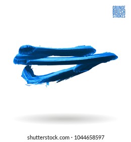 Blue brush stroke and texture. Grunge vector abstract hand - painted element. Underline and border design.