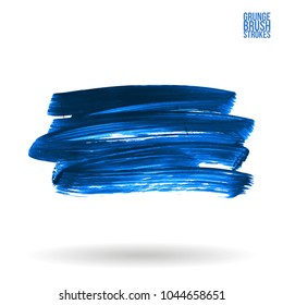 Blue brush stroke and texture. Grunge vector abstract hand - painted element. Underline and border design.