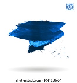 Blue brush stroke and texture. Grunge vector abstract hand - painted element. Underline and border design.