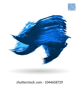 Blaue Pinselstriche und Textur. Abstraktes abstraktes Element von Grunge-Vektorgrafik. Unterstreichen und Rahmendesign.