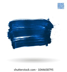 Blue brush stroke and texture. Grunge vector abstract hand - painted element. Underline and border design.