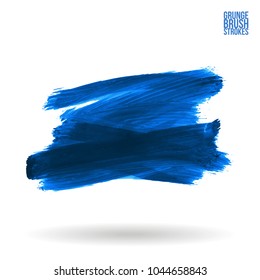 Blue brush stroke and texture. Grunge vector abstract hand - painted element. Underline and border design.