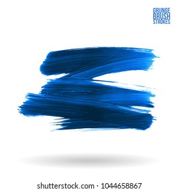 Blue brush stroke and texture. Grunge vector abstract hand - painted element. Underline and border design.