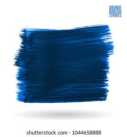 Blue brush stroke and texture. Grunge vector abstract hand - painted element. Underline and border design.
