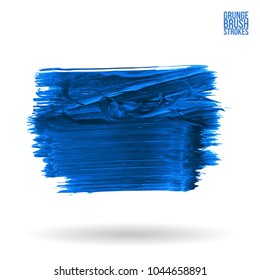 Blue brush stroke and texture. Grunge vector abstract hand - painted element. Underline and border design.