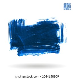 Blue brush stroke and texture. Grunge vector abstract hand - painted element. Underline and border design.