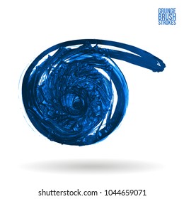 Blue brush stroke and texture. Grunge vector abstract hand - painted element. Underline and border design.