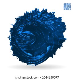 Blue brush stroke and texture. Grunge vector abstract hand - painted element. Underline and border design.