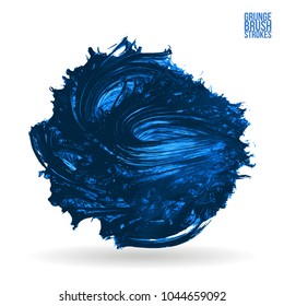 Blue brush stroke and texture. Grunge vector abstract hand - painted element. Underline and border design.