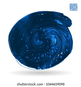 Blue brush stroke and texture. Grunge vector abstract hand - painted element. Underline and border design.