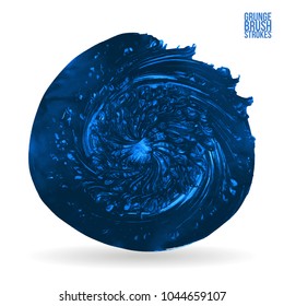 Blue brush stroke and texture. Grunge vector abstract hand - painted element. Underline and border design.