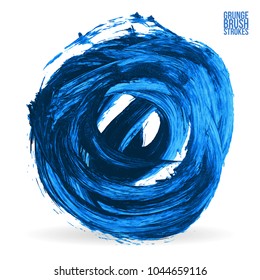 Blue brush stroke and texture. Grunge vector abstract hand - painted element. Underline and border design.