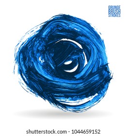 Blue brush stroke and texture. Grunge vector abstract hand - painted element. Underline and border design.