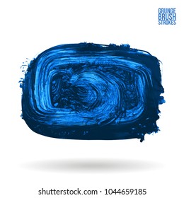 Blue brush stroke and texture. Grunge vector abstract hand - painted element. Underline and border design.