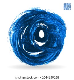 Blue brush stroke and texture. Grunge vector abstract hand - painted element. Underline and border design.