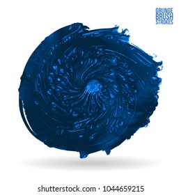 Blue brush stroke and texture. Grunge vector abstract hand - painted element. Underline and border design.