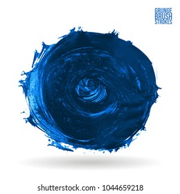 Blue brush stroke and texture. Grunge vector abstract hand - painted element. Underline and border design.