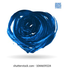 Blue brush stroke and texture. Grunge vector abstract hand - painted element. Underline and border design.