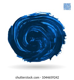 Blue brush stroke and texture. Grunge vector abstract hand - painted element. Underline and border design.