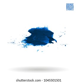 Blue brush stroke and texture. Grunge vector abstract hand - painted element. Underline and border design.