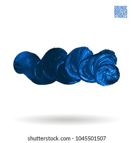 Blue brush stroke and texture. Grunge vector abstract hand - painted element. Underline and border design.