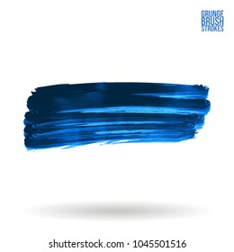 Blue brush stroke and texture. Grunge vector abstract hand - painted element. Underline and border design.