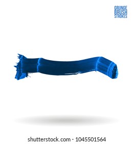 Blue brush stroke and texture. Grunge vector abstract hand - painted element. Underline and border design.