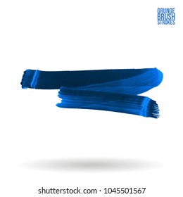 Blue brush stroke and texture. Grunge vector abstract hand - painted element. Underline and border design.