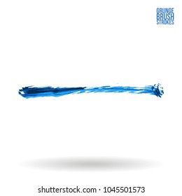 Blue brush stroke and texture. Grunge vector abstract hand - painted element. Underline and border design.