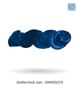Blue brush stroke and texture. Grunge vector abstract hand - painted element. Underline and border design.