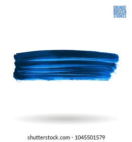 Blue brush stroke and texture. Grunge vector abstract hand - painted element. Underline and border design.