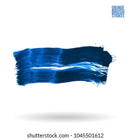 Blue brush stroke and texture. Grunge vector abstract hand - painted element. Underline and border design.