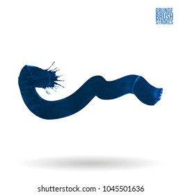 Blue brush stroke and texture. Grunge vector abstract hand - painted element. Underline and border design.