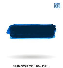 Blue brush stroke and texture. Grunge vector abstract hand - painted element. Underline and border design.
