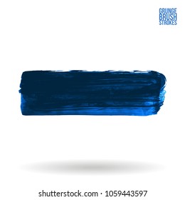 Blue brush stroke and texture. Grunge vector abstract hand - painted element. Underline and border design.