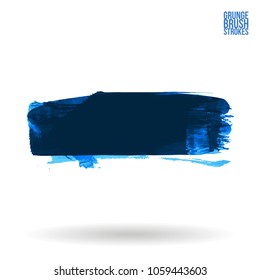 Blue brush stroke and texture. Grunge vector abstract hand - painted element. Underline and border design.