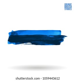 Blue brush stroke and texture. Grunge vector abstract hand - painted element. Underline and border design.