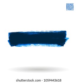 Blue brush stroke and texture. Grunge vector abstract hand - painted element. Underline and border design.