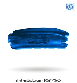 Blue brush stroke and texture. Grunge vector abstract hand - painted element. Underline and border design.