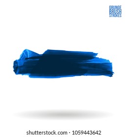 Blue brush stroke and texture. Grunge vector abstract hand - painted element. Underline and border design.