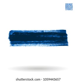 Blue brush stroke and texture. Grunge vector abstract hand - painted element. Underline and border design.