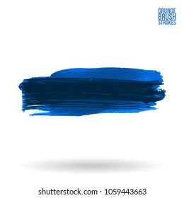 Blue brush stroke and texture. Grunge vector abstract hand - painted element. Underline and border design.