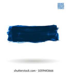 Blue brush stroke and texture. Grunge vector abstract hand - painted element. Underline and border design.