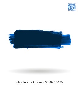 Blue brush stroke and texture. Grunge vector abstract hand - painted element. Underline and border design.