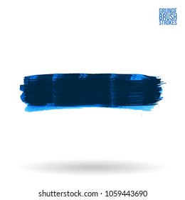 Blue brush stroke and texture. Grunge vector abstract hand - painted element. Underline and border design.