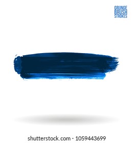 Blue brush stroke and texture. Grunge vector abstract hand - painted element. Underline and border design.