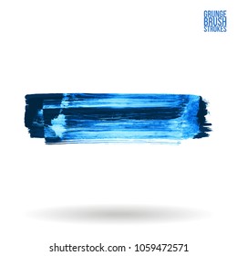 Blue brush stroke and texture. Grunge vector abstract hand - painted element. Underline and border design.