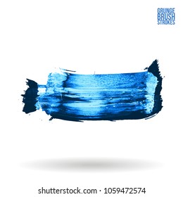 Blue brush stroke and texture. Grunge vector abstract hand - painted element. Underline and border design.