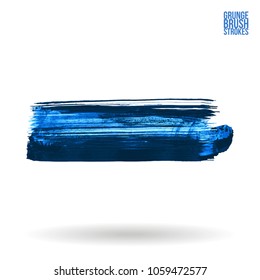 Blue brush stroke and texture. Grunge vector abstract hand - painted element. Underline and border design.