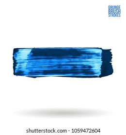 Blue brush stroke and texture. Grunge vector abstract hand - painted element. Underline and border design.